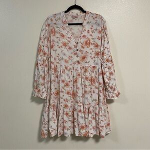 Falling Flowers Ruffle hem mini dress Floral print Plus Size 1X